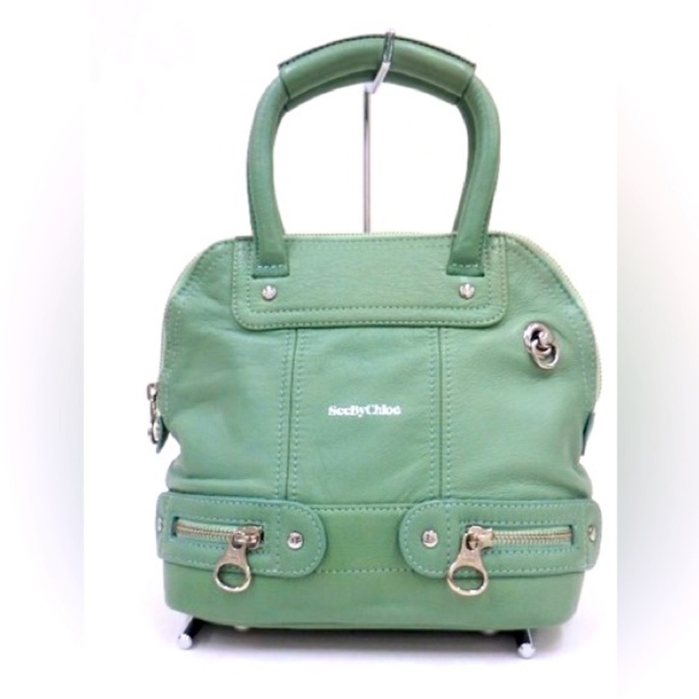 SEE BY CHLOE Crossbody Shoulder Bag 2 Way Green Leather 10.5” x 8.5”